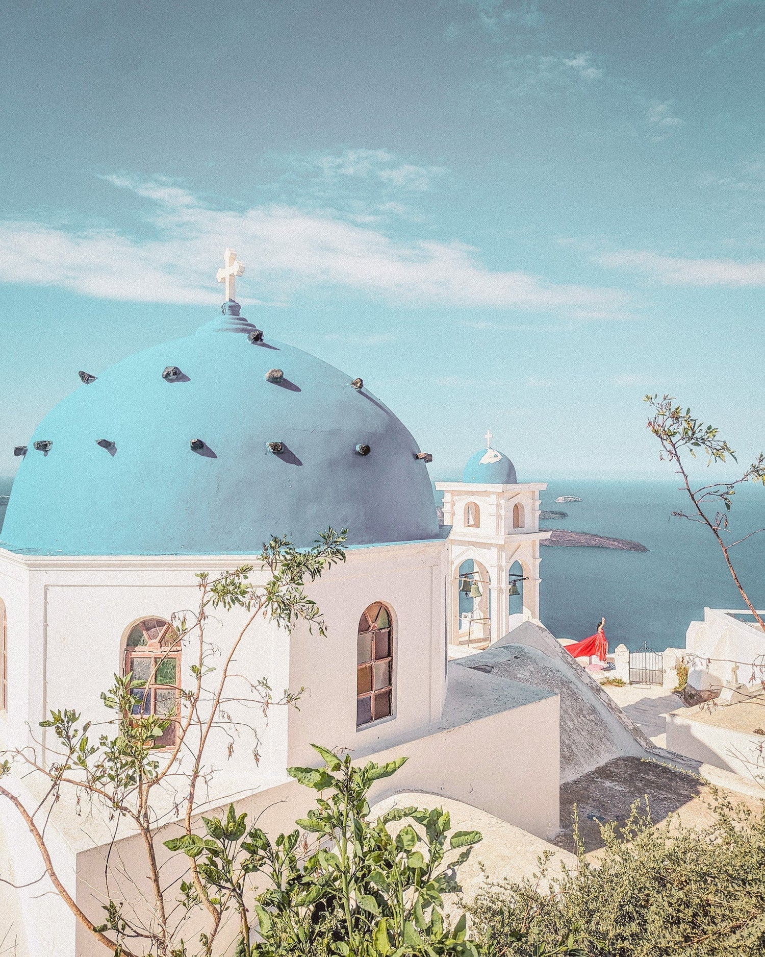 View of Santorini, Greece, promoting travel eSIM