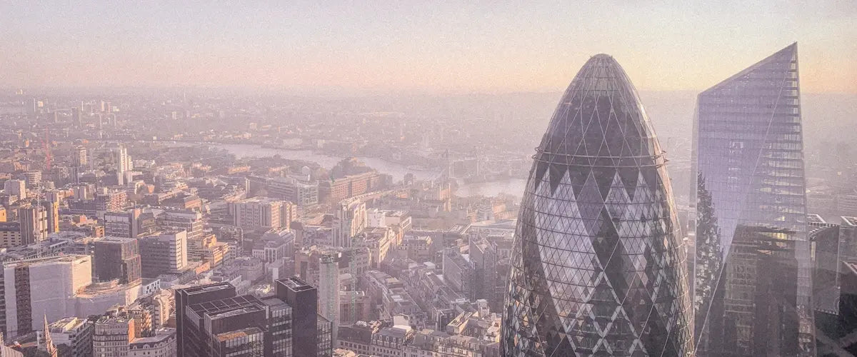 The London skyline showing the Shard and the Gherkin buildings