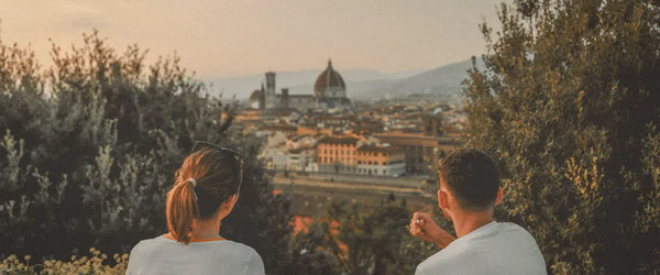 A couple looking over Florence, Italy, from afar