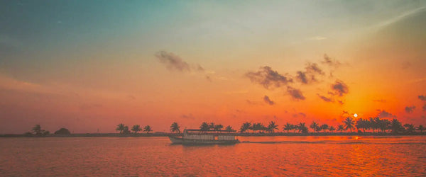 The sun setting over the Indian Ocean from the Maldives