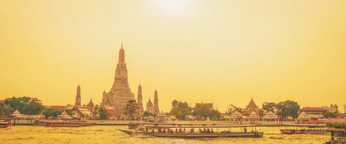 Wat Arun, the Temple of Dawn, overlooking the Chao Phraya River in Bangkok, Thailand