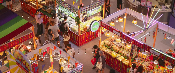 An indoor food festival in a shopping mall in Thailand
