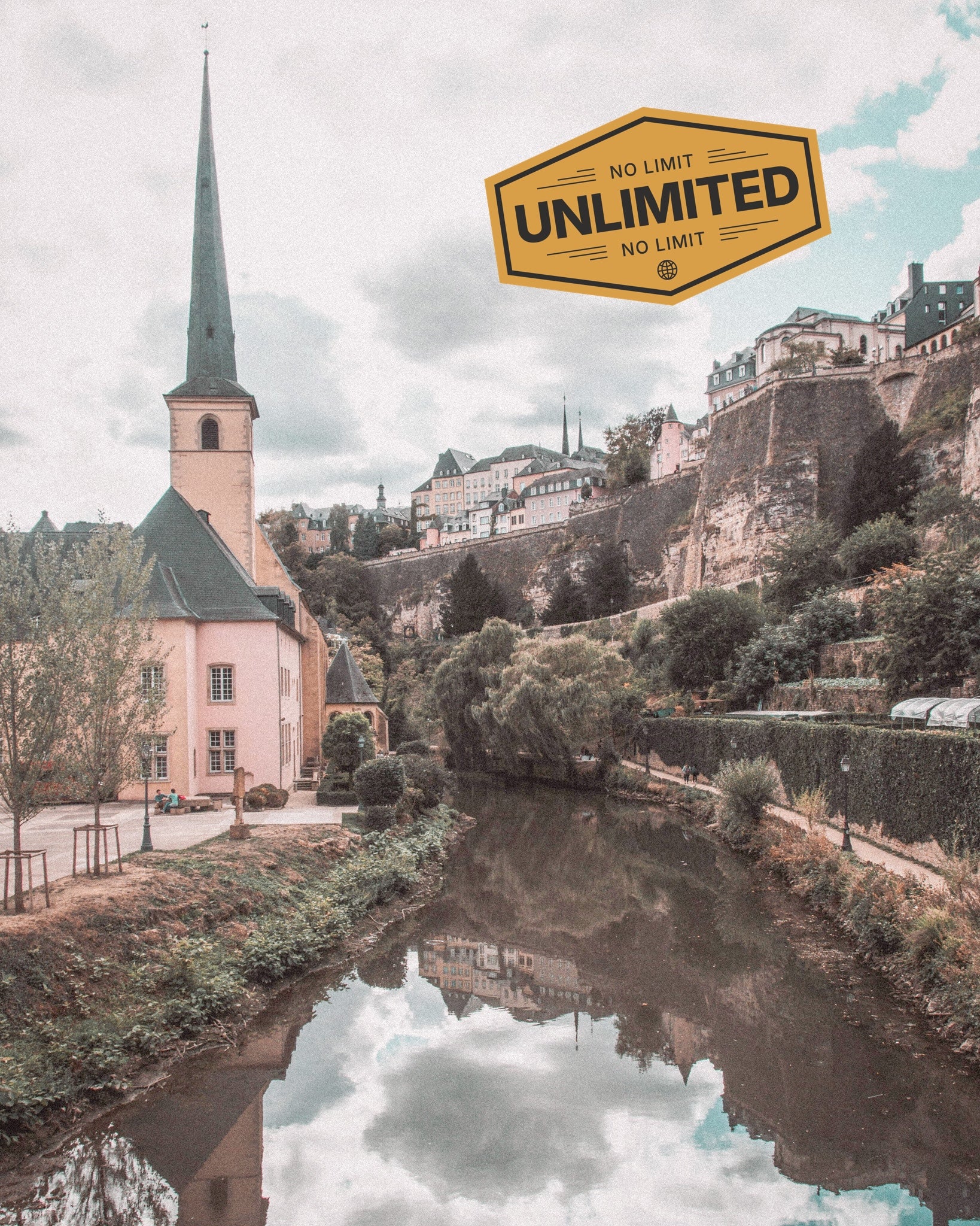 Luxembourg landscape showing iconic local scene, promoting eSIM unlimited data for travellers