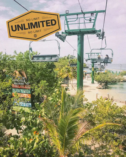 Honduras landscape showing iconic chair lift, promoting eSIM unlimited data for travellers