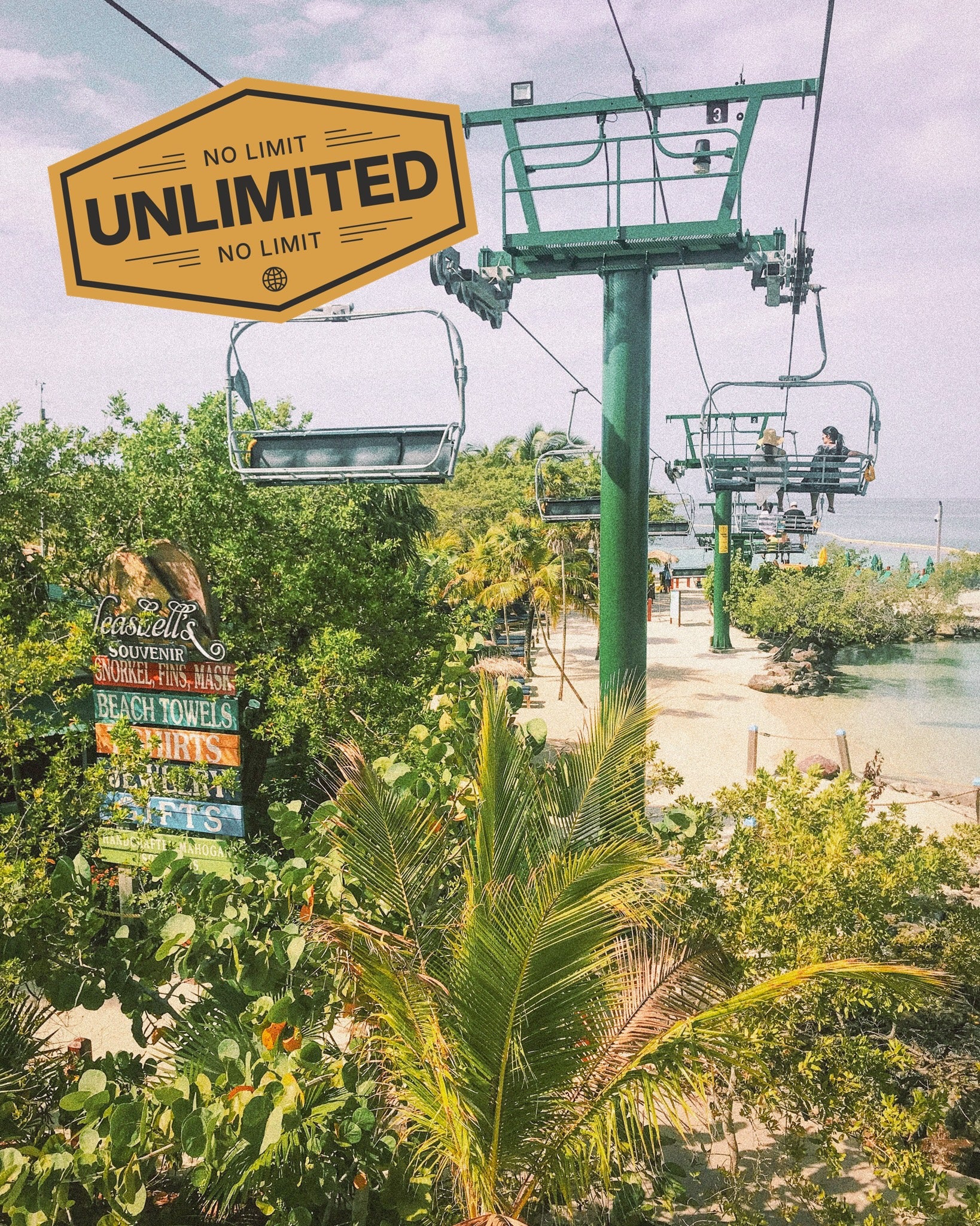 Honduras landscape showing iconic chair lift, promoting eSIM unlimited data for travellers