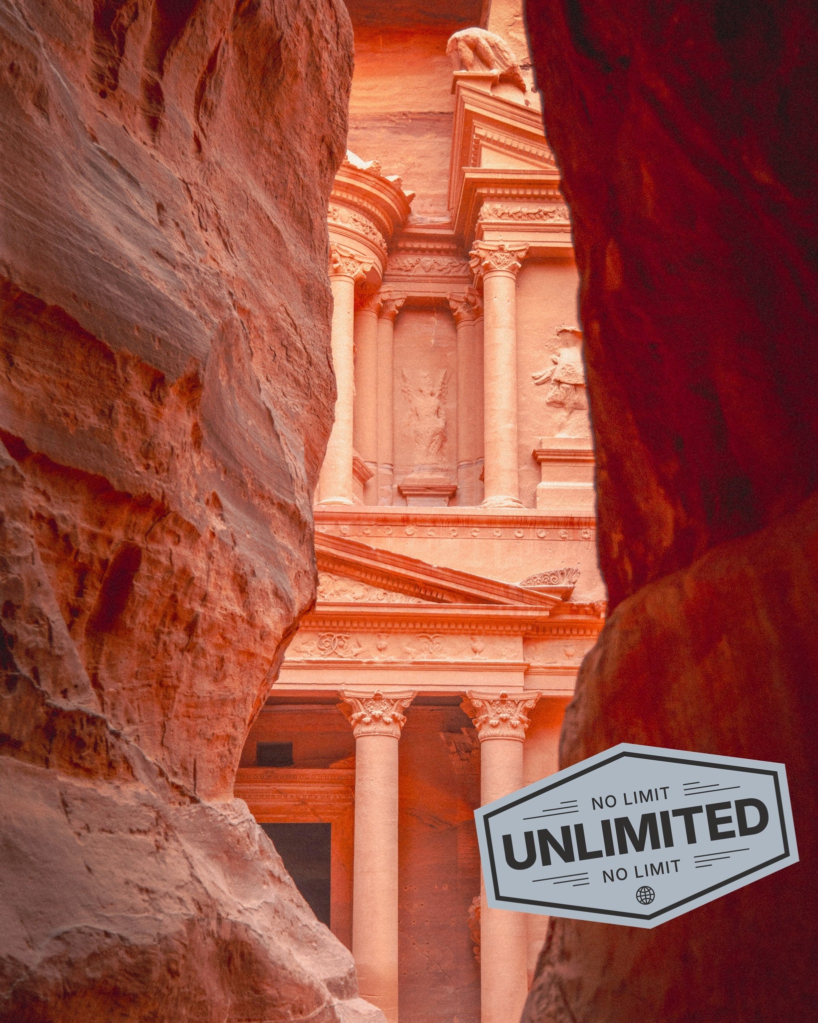 Jordan landscape showing iconic Petra, promoting eSIM unlimited data for travellers