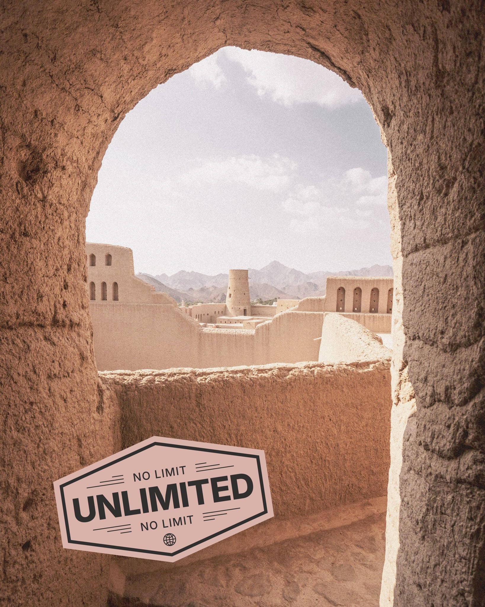 Oman landscape showing iconic local scene, promoting eSIM unlimited data for travellers