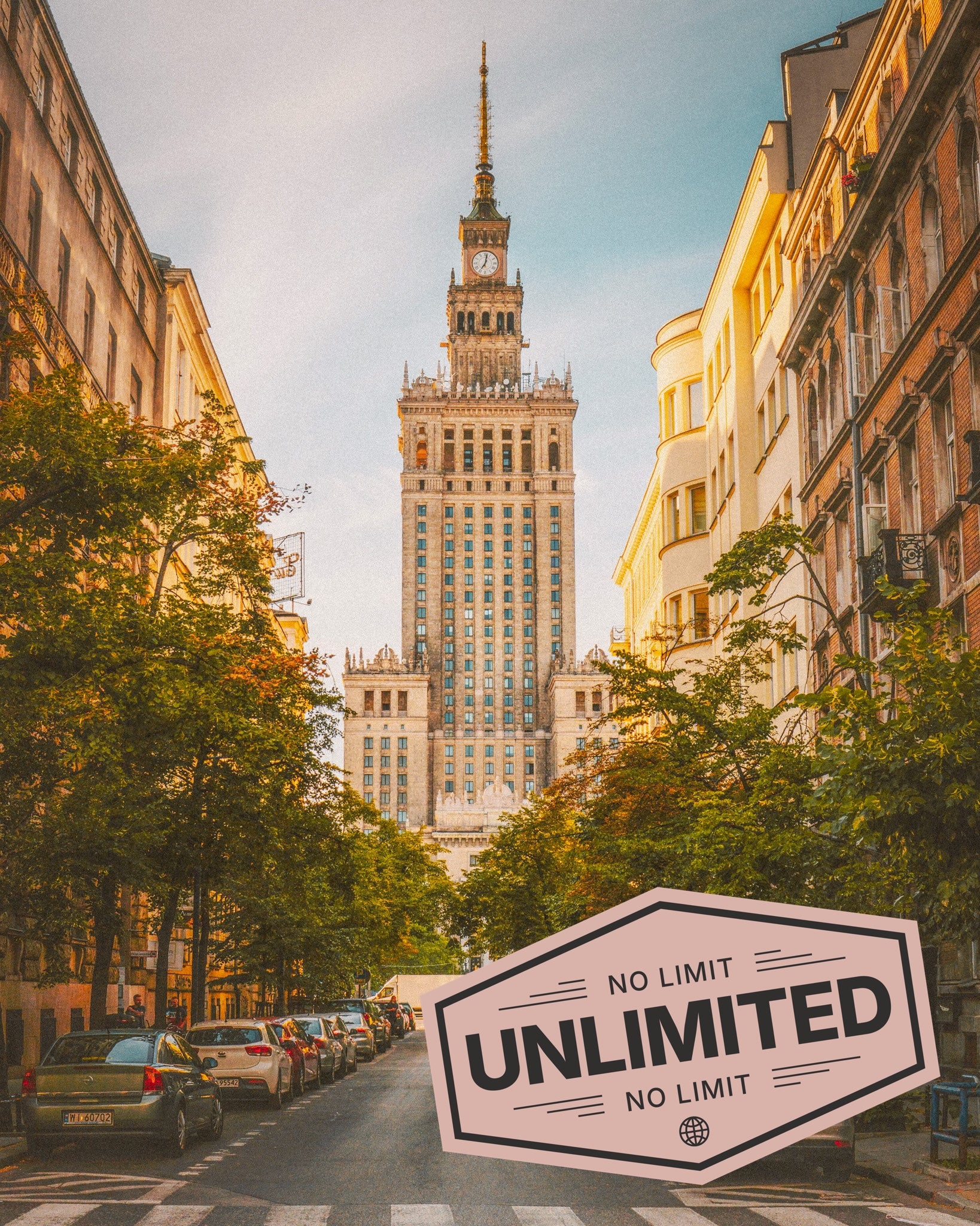 Poland landscape showing iconic local street scene, promoting eSIM unlimited data for travellers