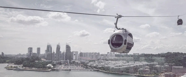 A cable car traveling over Singapore