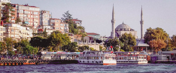 A ferry traveling on the Bosphorous in Istanbul, Turkey