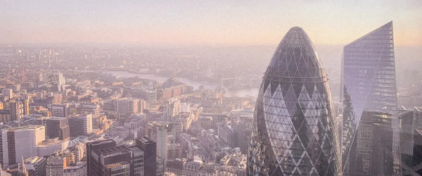 The London skyline showing the Shard and the Gherkin buildings