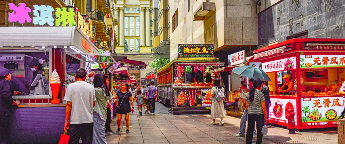 A busy street in a Chinese city
