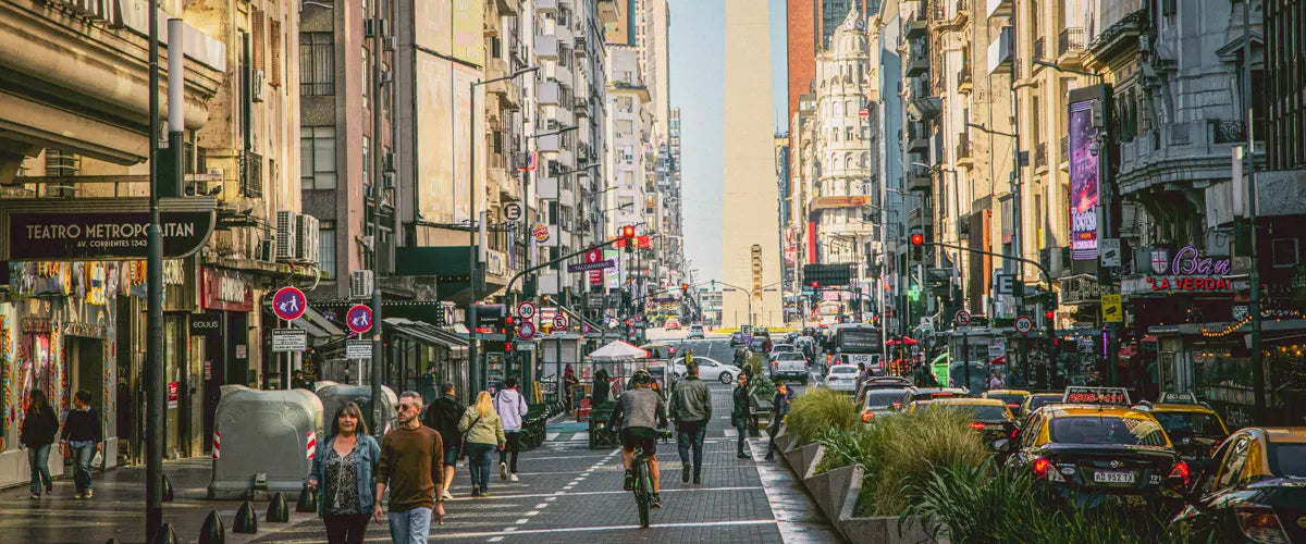 The Avenida Corrientes in Buenos Aires, Argentina.