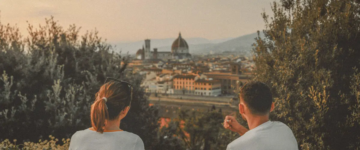 A couple looking over Florence, Italy, from afar