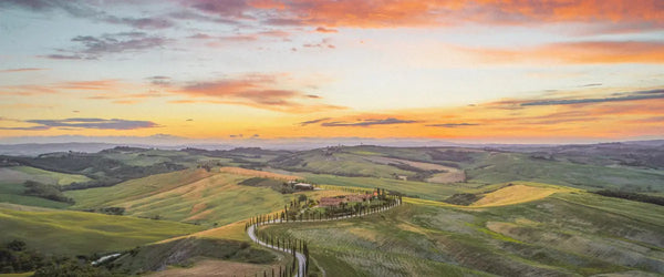 Sunset across the countryside in Tuscany, Italy