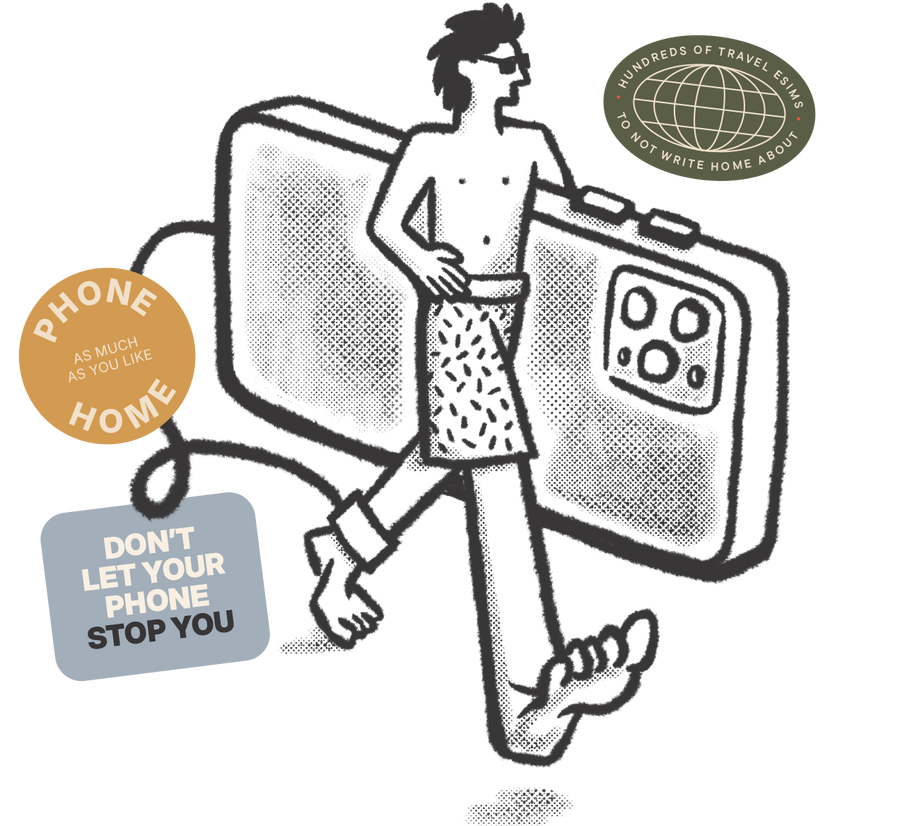 Traveller staying connected with a SIMOVO eSIM