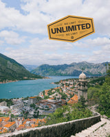 Montenegro landscape showing iconic local scene, promoting eSIM unlimited data for travellers