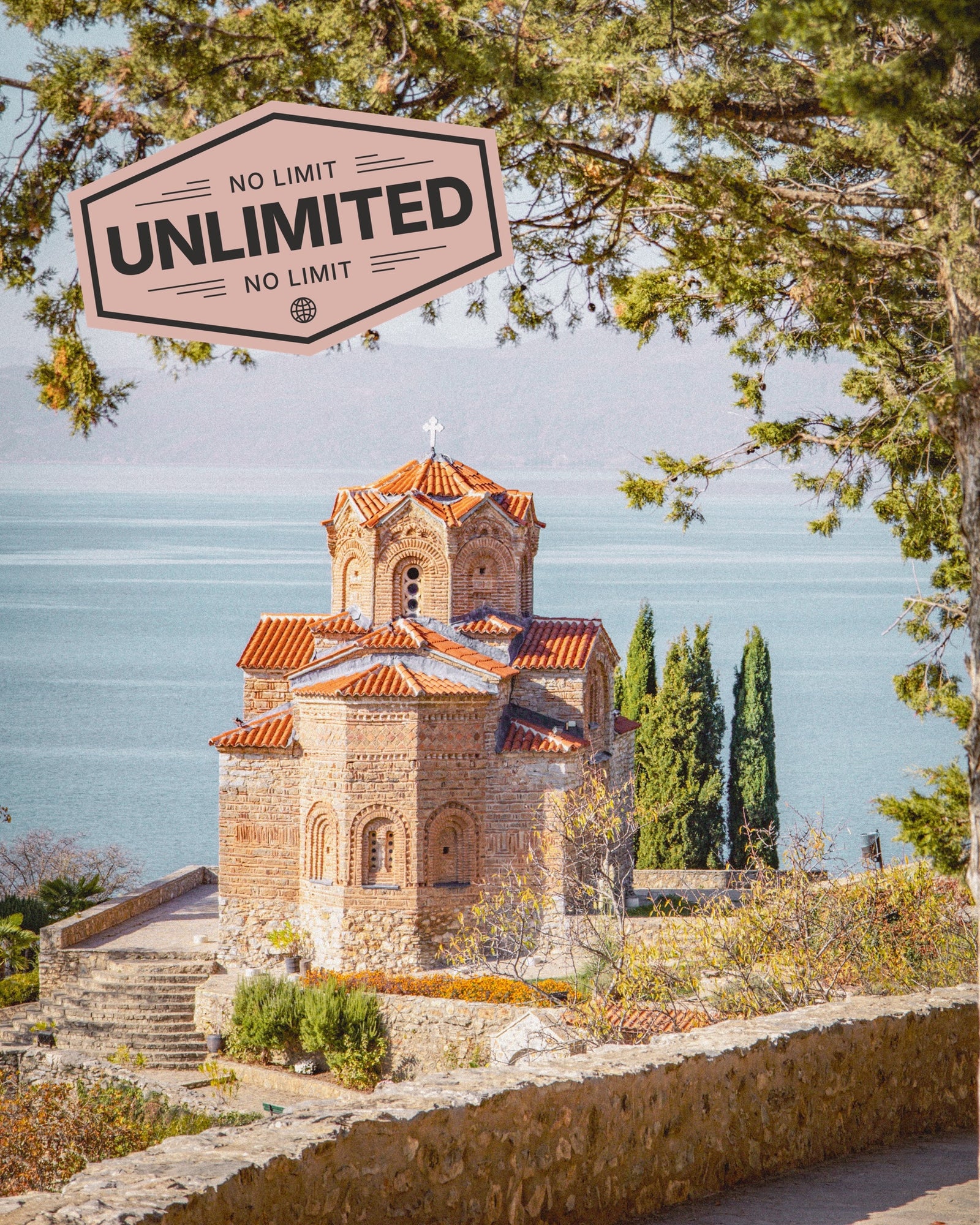 North Macedonia landscape showing iconic local scene, promoting eSIM unlimited data for travellers