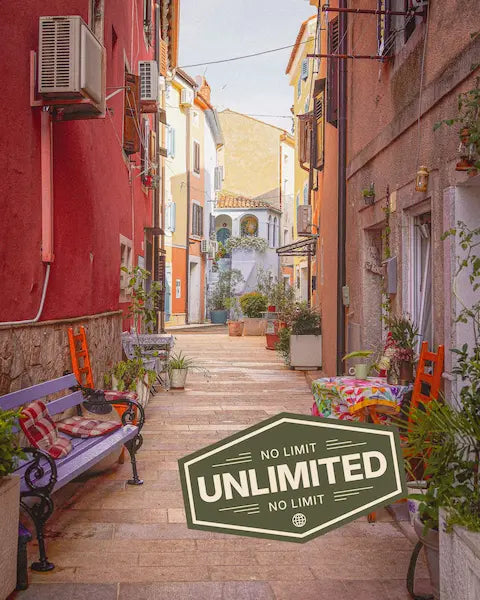 Croatia landscape showing iconic local scene, promoting eSIM unlimited data for travellers