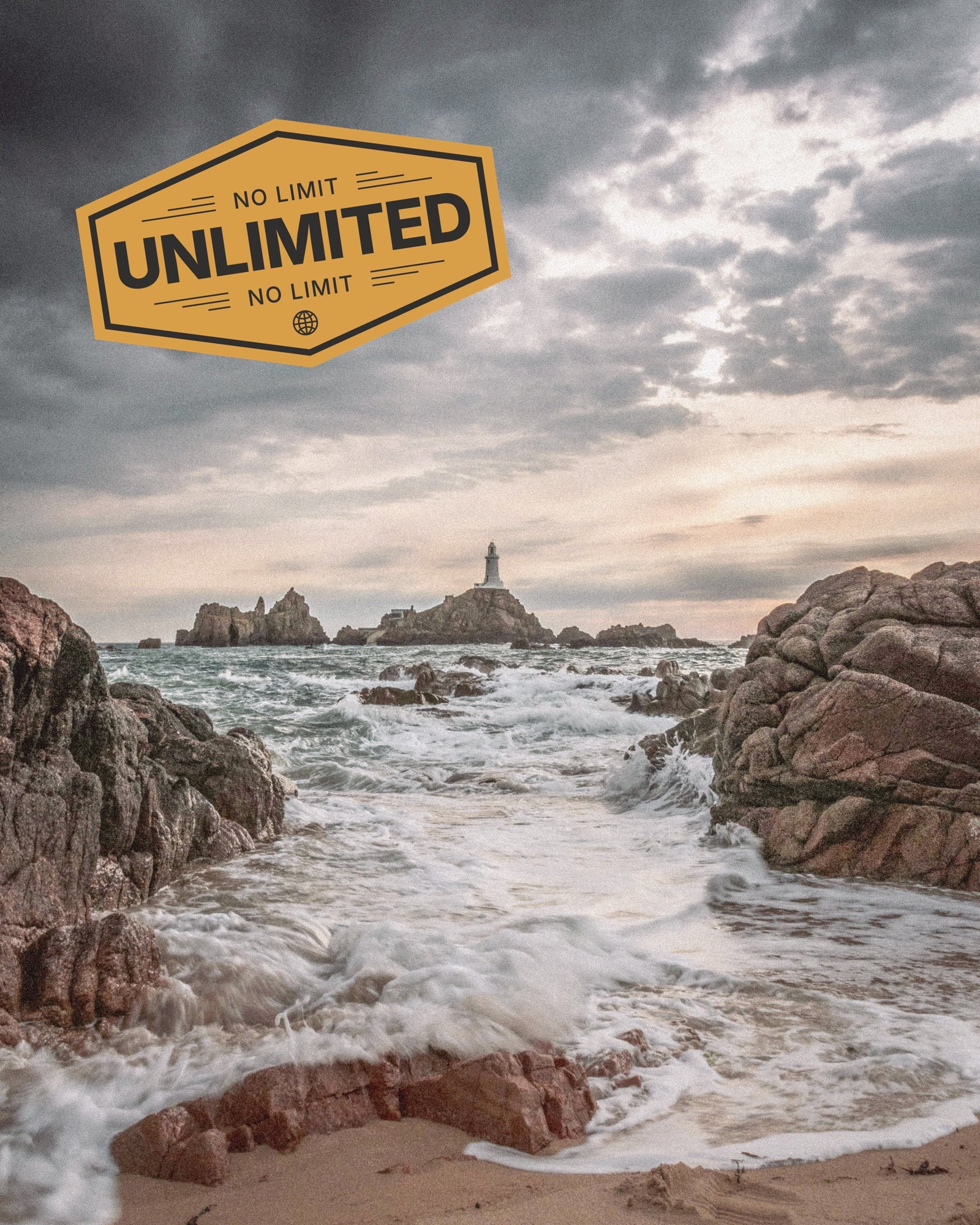 Jersey landscape showing iconic lighthouse, promoting eSIM unlimited data for travellers