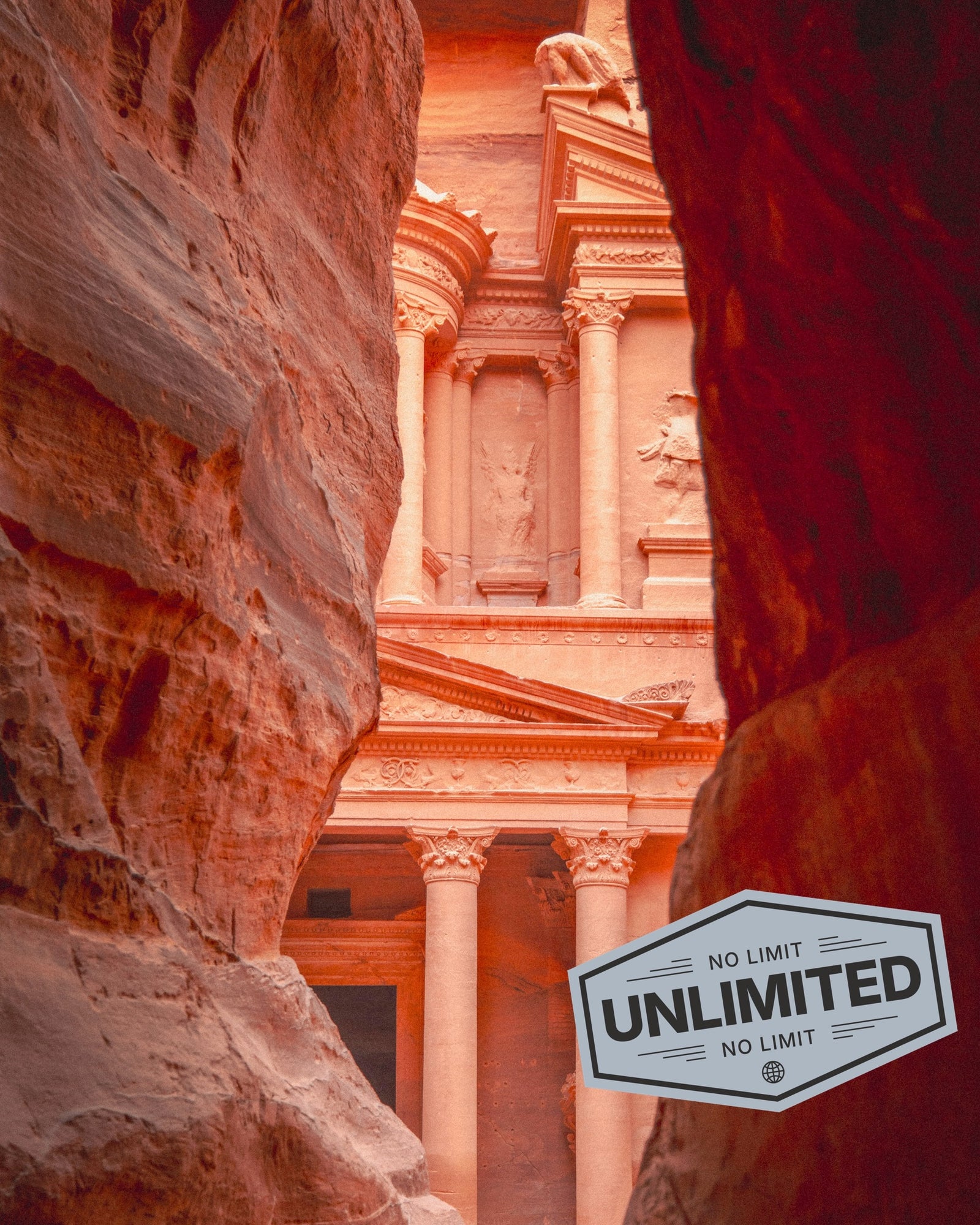 Jordan landscape showing iconic Petra, promoting eSIM unlimited data for travellers