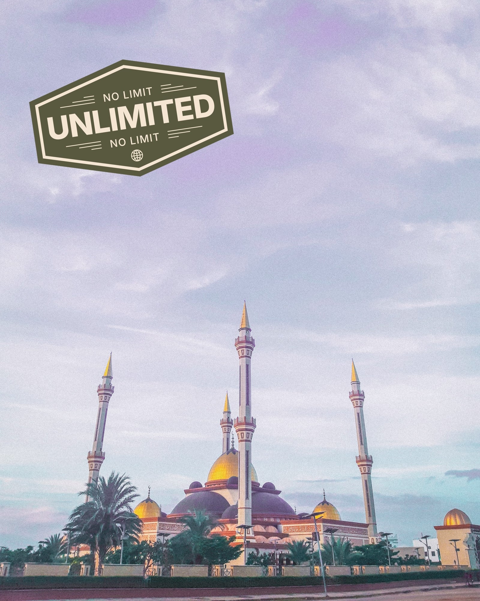 Nigeria landscape showing iconic mosque, promoting eSIM unlimited data for travellers